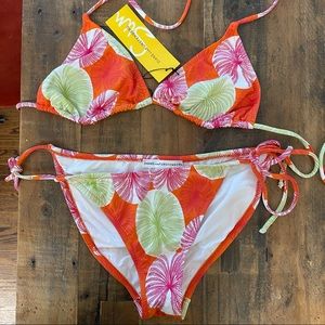 Diane Von Furstenberg Triangle String Bikini Floral Print